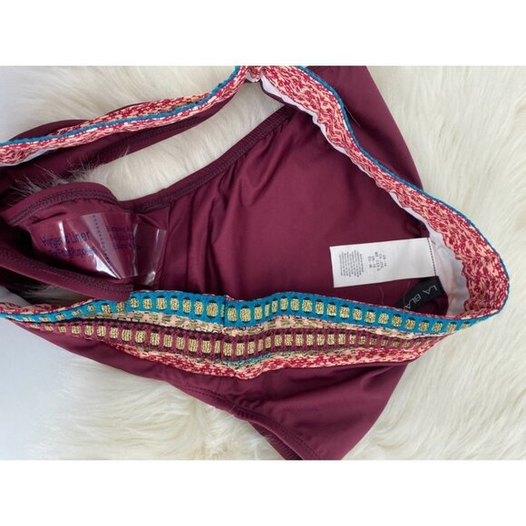 LA BLANCA CROCHET WAISTBAND METALIC GILD NWOT  SIZE 14 - Picture 4 of 5